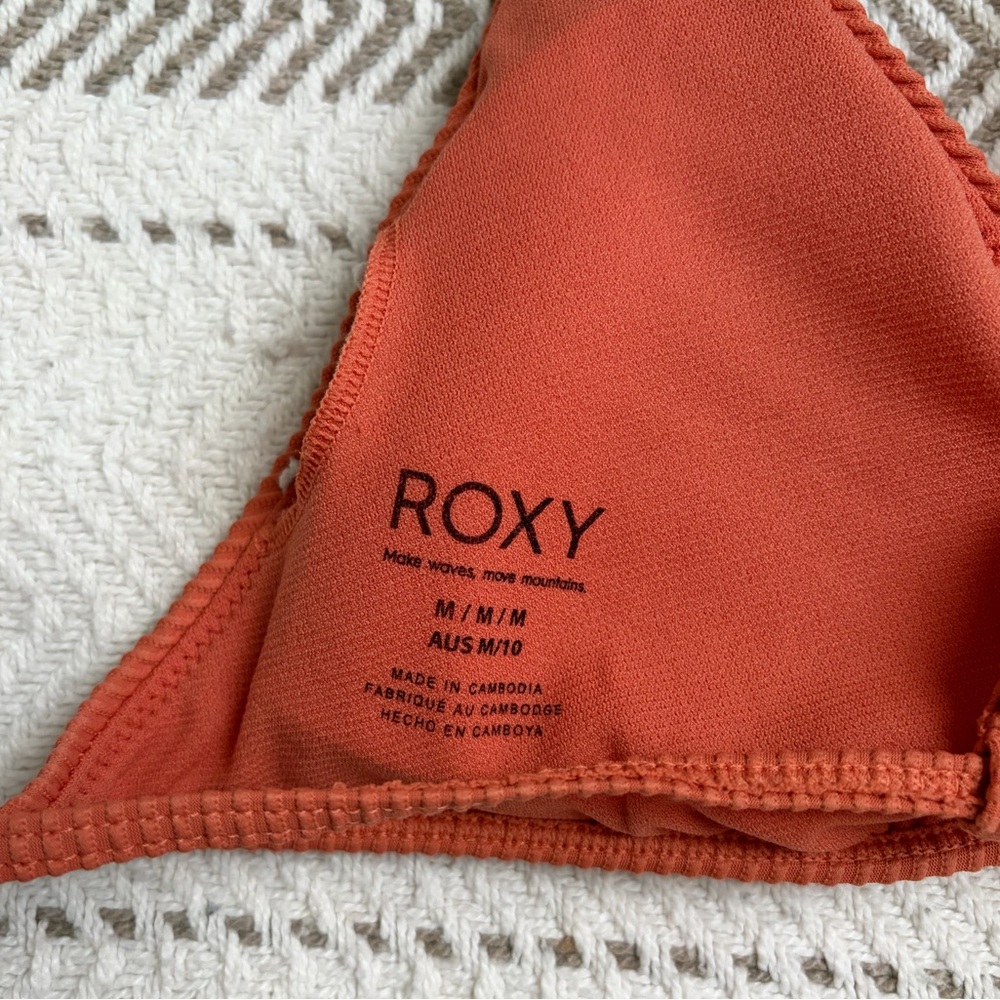 Roxy Ribbed Triangle Bikini Set - Burnt Orange - Picture 3 of 5